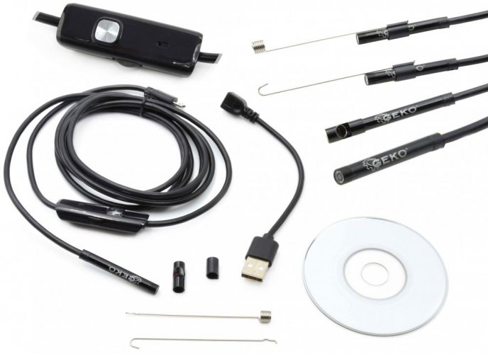 Ellenőrző kamera vízálló kamera átmérője 5,5 mm USB, 6 LED, 2 m, GEKO