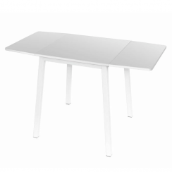 Étkezőasztal, MDF fóliázott/fém, fehér, 60-120x60 cm, MAURO