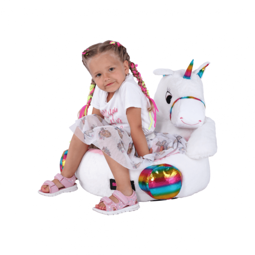 Einhorn-Sitzsack, weiß/rosa/Farbmix, BUFEL