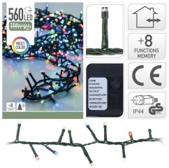 Weihnachtslicht 560 farbige LEDs, 11 m, mit Funktionen, für 180 cm Baum, außen/innen