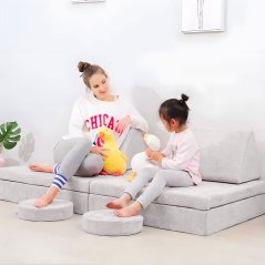 DIY moduláris szék gyerekeknek, 8 puha párnával, összecsukható - szürke ECOTOYS