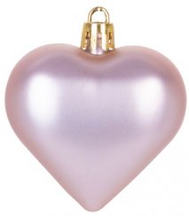 Decor de Craciun MagicHome, 8 buc, 6 cm, inimioare, roz, pentru brad