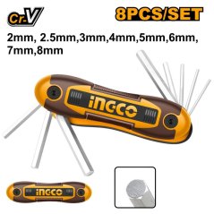 Žepni šesterokotni ključ CrV 2-8 mm INGCO Industrial