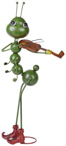 Dekoracija MagicHome Mecco, Mravljica z violino, pločevina, 27x17x68 cm