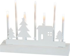 MagicHome Weihnachtskerzenhalter, 8 LED warmweiß, 2xAA, MDF, innen, 24x5,5x18 cm