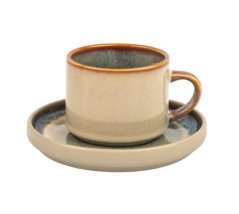 Cană cu farfurie 250 ml 2+2 set ceramică GREY