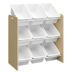Organizér/regál na hračky, prírodná/biela, BOIS