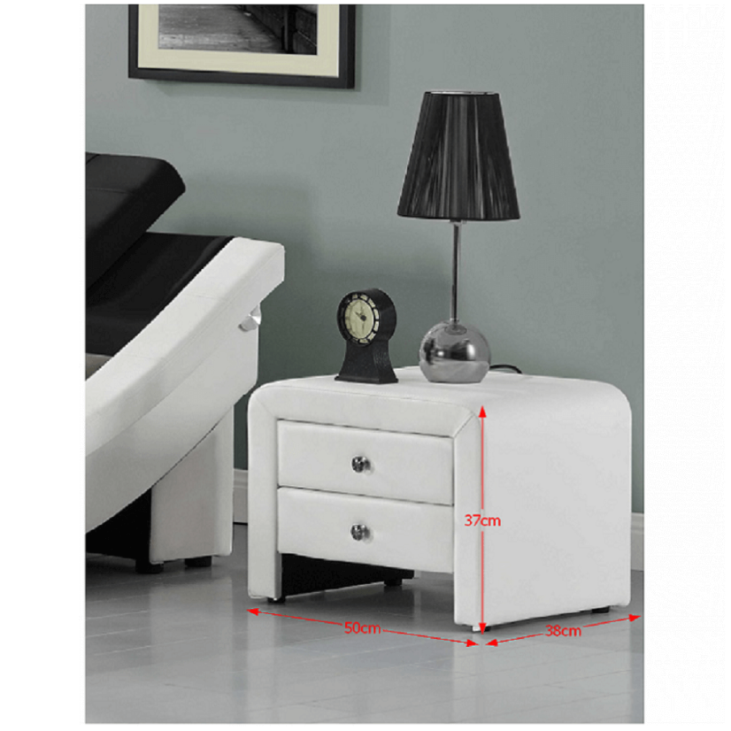 Nočna omarica, eko usnje, bela, WILSON