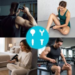 Kézi vibrációs masszázspisztoly 4 fejjel