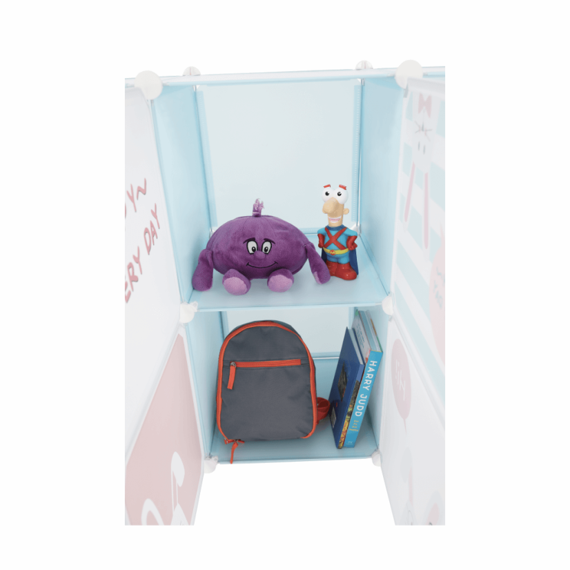 Modularer Kinderschrank, blau/Kindermuster, EDRIN