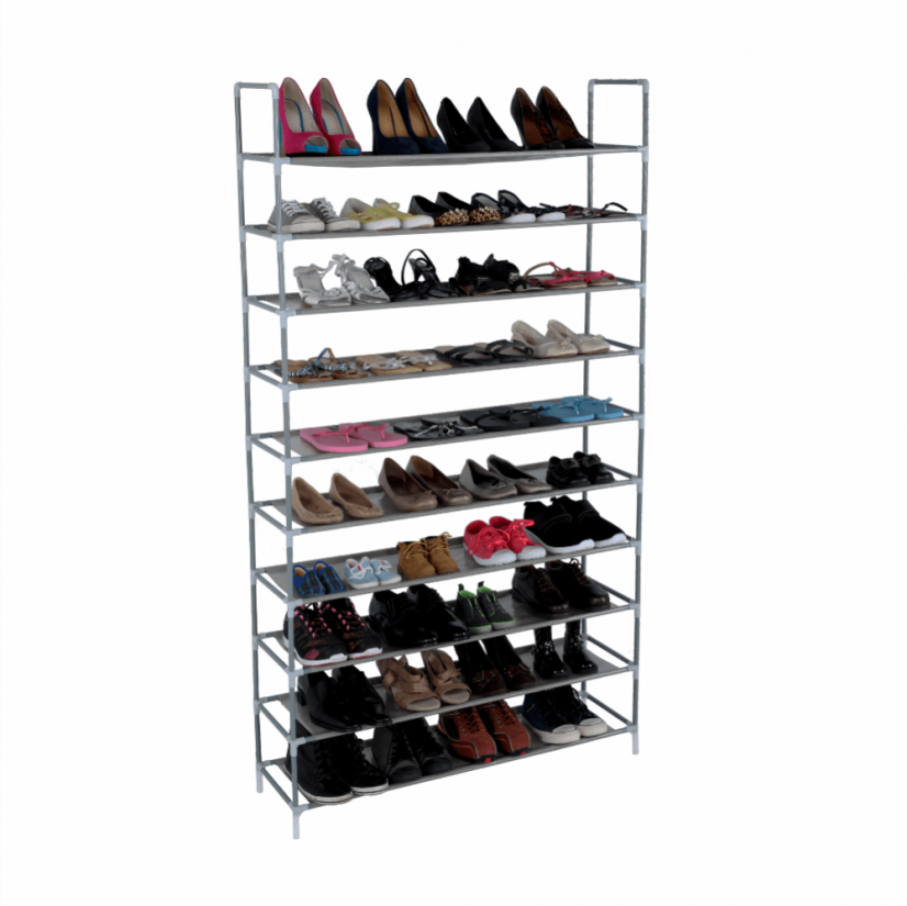 10-reihiges Schuhregal, grau, FILOU