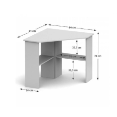PC stôl, rohový, biela, RONY NEW (akce)