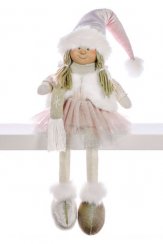 Božićni ukras MagicHome, Djevojčica u ružičastoj suknji, 33 cm