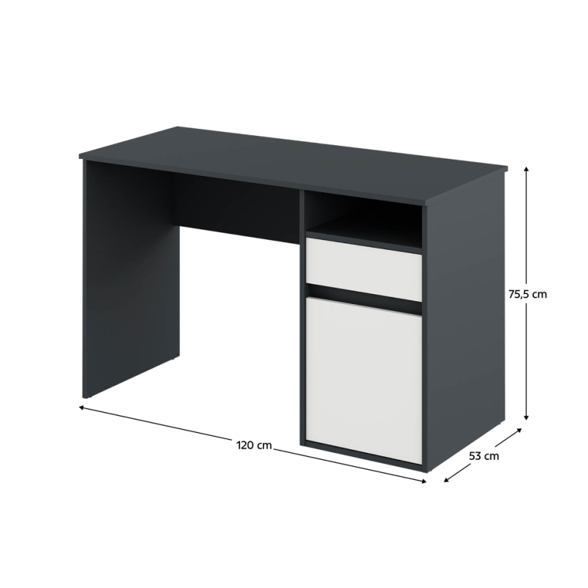 PC-Tisch, Graphit/Weiß, BILI NEU