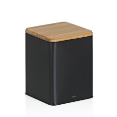 Recipient metalic pentru depozitarea alimentelor Kiril, negru, 11,5 x 11,5 x 14,5 cm, 1,4 l