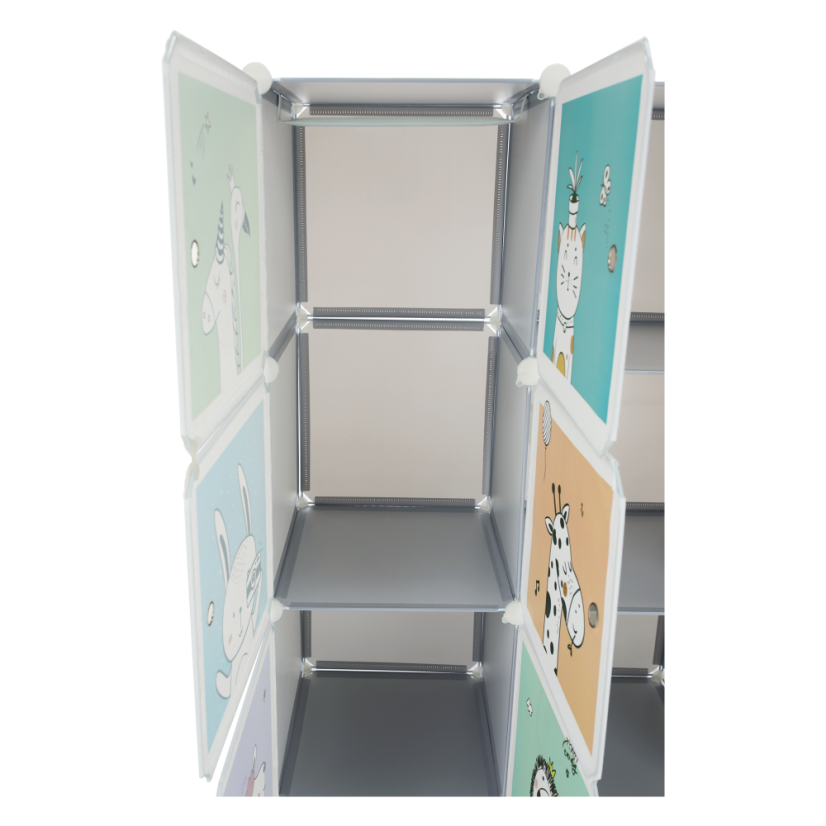 Modularer Kleiderschrank für Kinder, Grau/Kindermuster, BIARO - SALE