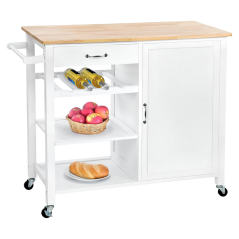 Servirni voziček, bel/naraven, ROBINS