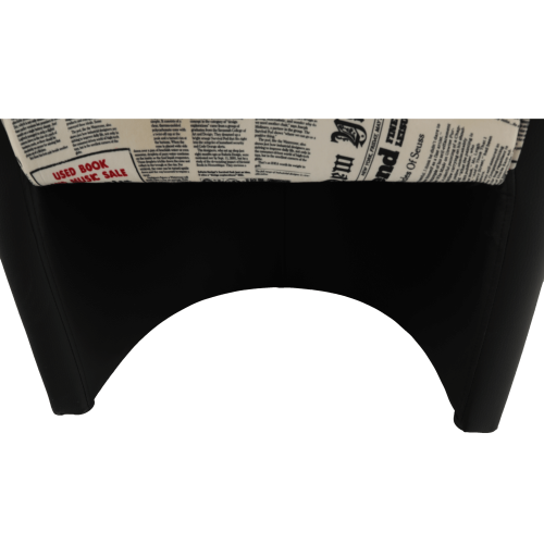 Klubski stol, eko usnje črno/blago s časopisnim vzorcem, CUBA