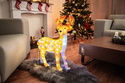 Dekorácia MagicHome Vianoce, Jeleň, sob, 80 LED, studená biela, akryl, IP44, exteriér, 46x27x63 cm