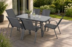 ANTOINE Terrassenset, 1x Tisch, 6x Stühle, ShadowGray