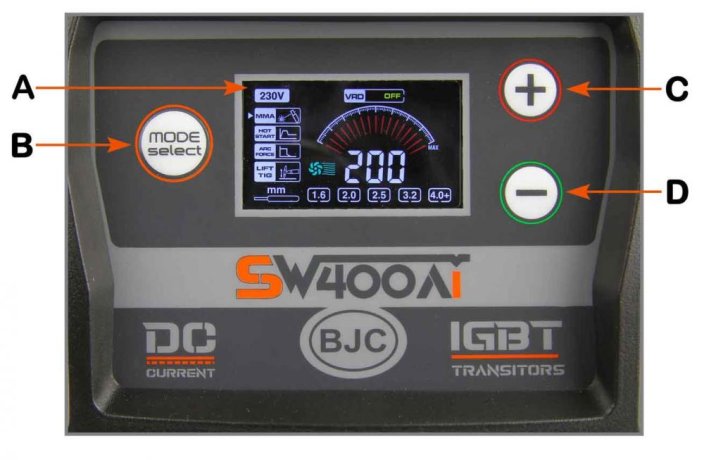Inverter za zavarivanje SW400Ai, struja zavarivanja 20-200 A, MMA-TIG, BJC