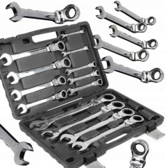 Ratschenschlüsselsatz mit Gelenk, 13-teilig, 8 - 32 mm im Koffer, MAR-POL
