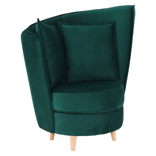 Fotelj v stilu Art Deco, blago Kronos smaragdno/hrast, OKROGLO NOVO