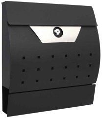 Briefkasten, 34x10x37,5cm, halbrunder schwarzer Edelstahl, XL-TOOLS