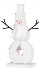 Dekoracija MagicHome Christmas Woodeco, Snežak bel, bal. 2 kos, 10x20 cm