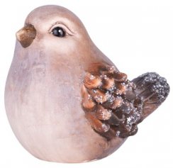 Dekoracja świąteczna MagicHome, brązowy ptak, terakota, 10,5x8x8,5 cm