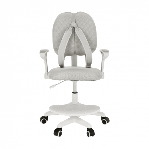 Rastúca stolička s podnožou a trakmi, sivá/biela, ANAIS