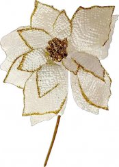 Kwiat MagicHome Christmas, Poinsecja, biały, łodyga, wielkość kwiatu: 35 cm