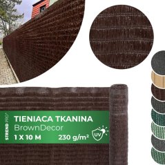 BrownDecor W101 tkanina za senčenje, 1,0x10 m, UV, 230 g / m2, 95% rjava