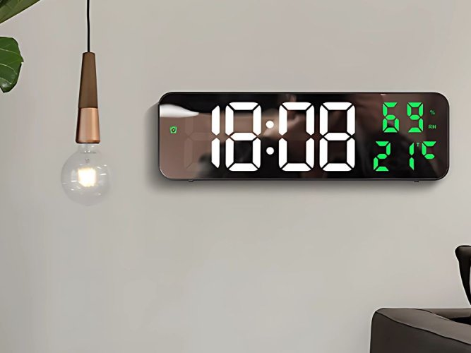 Elektronické hodiny digitálne led budík teplomer zrkadlo stojace usb batérie