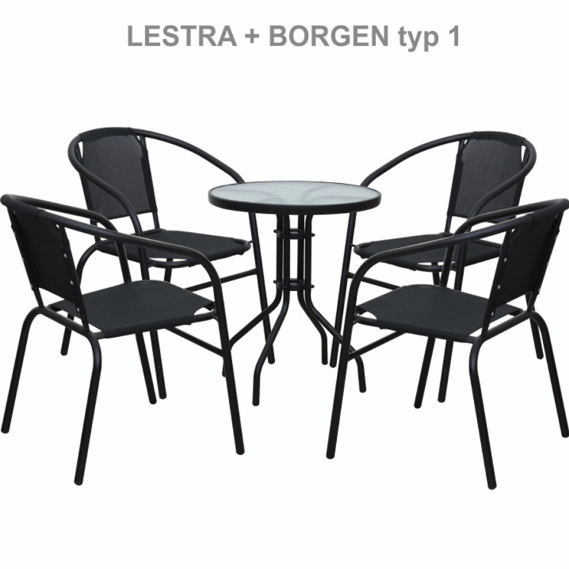 Esstisch, schwarzer Stahl/gehärtetes Glas, BORGEN TYP 2