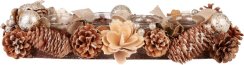 Ikebana MagicHome Vánoce, přírodní, adventní, krémová, 44x15x9 cm