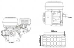 Benzínový štvortaktný spaľovací motor, 223 cm3, výkon 7,0 kW, hriadeľ 19 mm, MAR-POL