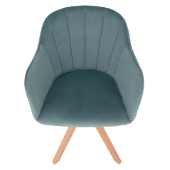 Vrtljivi fotelj, blago žamet, neomint/bukev, DALIO