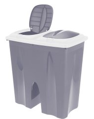 Coș de gunoi pentru deșeuri sortate, 2 x 25 l, gri