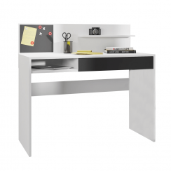 PC stůl s magnetickou tabulí, bílá/černá, IMAN