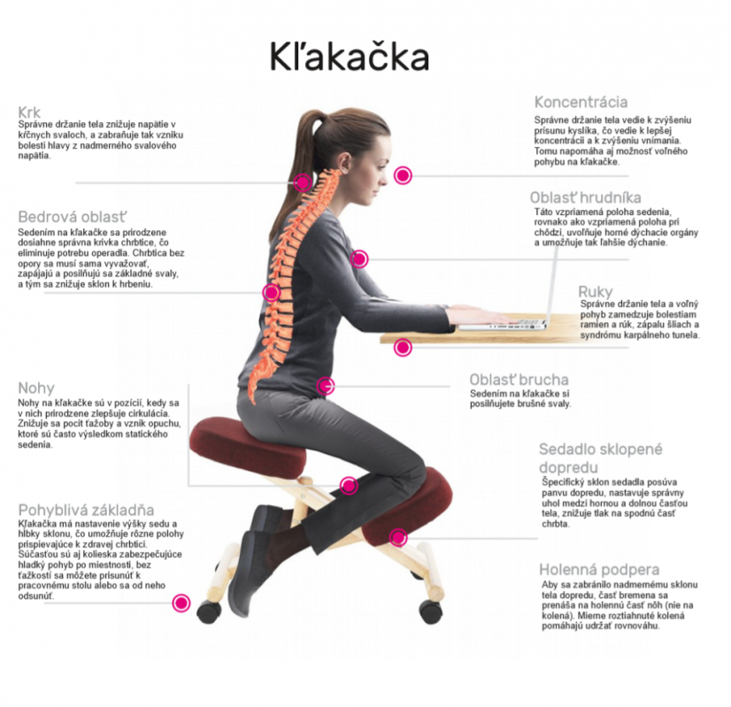 Ergonomska stolica za klečanje, crna/bukva, GROCO
