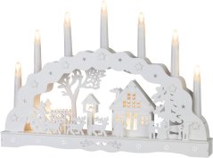 Dekorácia MagicHome Vianoce, domček, plast, 10xLED teplá biela, 45x5.2x31 cm, 2xAA