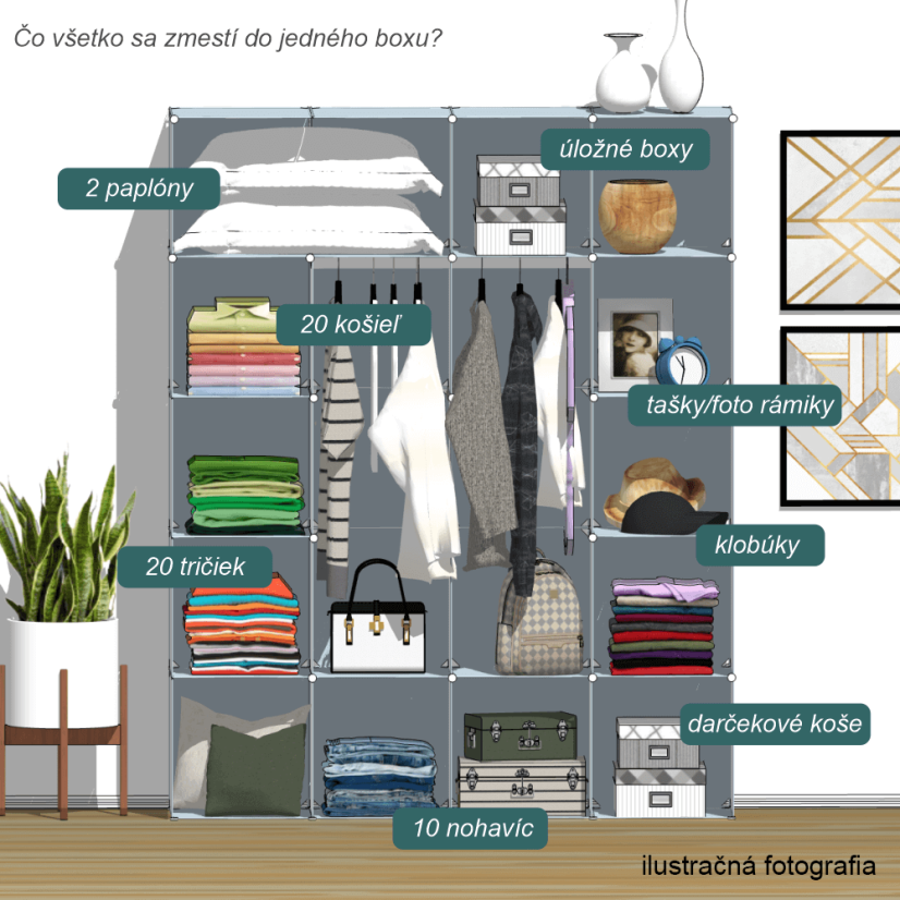 Modularer Kinderschrank, blau/Kindermuster, EDRIN