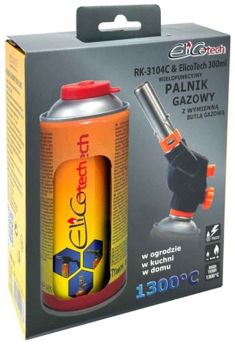 Lampa lutownicza z zapalniczką piezo i wkładem 300ml, RK-3104C ELICO