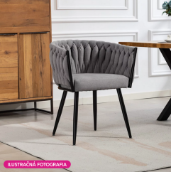 Esszimmerstuhl, dunkelgrauer Samtstoff/schwarz, BLER (akce) (akce)