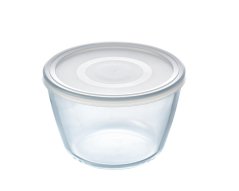 Cutie pentru alimente cu capac rotund, diametru 17x11cm, 1,6L, sticlă transparentă PYREX