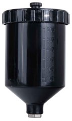 HVLP szórópisztoly 600 ml-es felső műanyag tartállyal, 4 fúvókával, GEKO