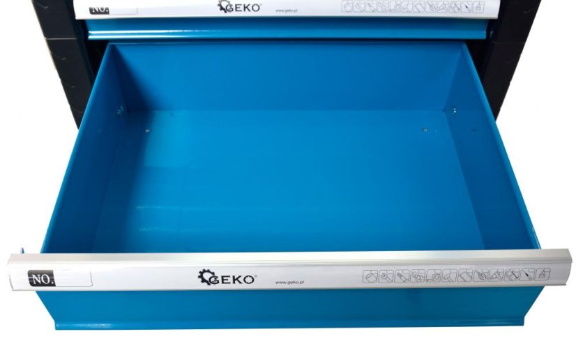 Werkzeugschrank mit 6 Schubladen, bestückt mit 245 Werkzeugen, 685x455x900 mm, GEKO