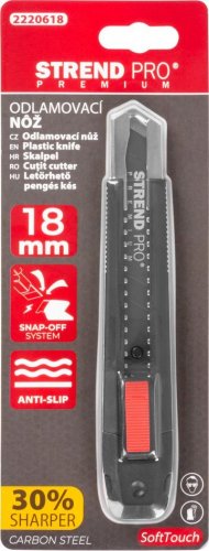 Nôž Strend Pro Premium FD7815, BlackMatt, SoftTouch, 18 mm, odlamovací