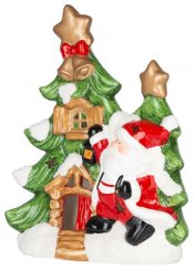 Božićni ukras MagicHome, Drvo s Djedom Božićnjakom, LED, terakota, 2xAAA, 27,3x11x34 cm